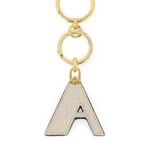NWT Henri Bendel Alphabet Letter A Initial Bag Charm Keychain Cream Striped RARE